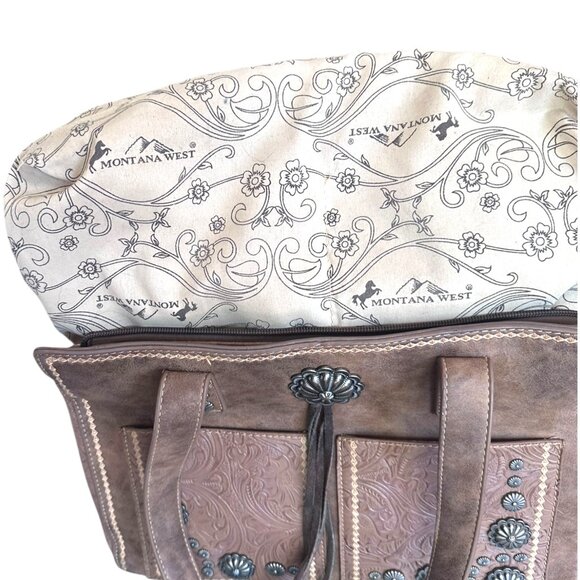 Montana West Concealed Carry Brown Tasseled Medium Purse Western Boho Safety - Picture 9 of 10